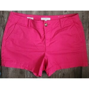 LOFT Washed Twill Shorts Womens 10 Hot Pink 4 Inch Inseam Stretch Chino Casual